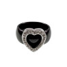 Ring Dames - Gepolijst RVS - Zwart Keramiek Ring met Hart - Brede Ring