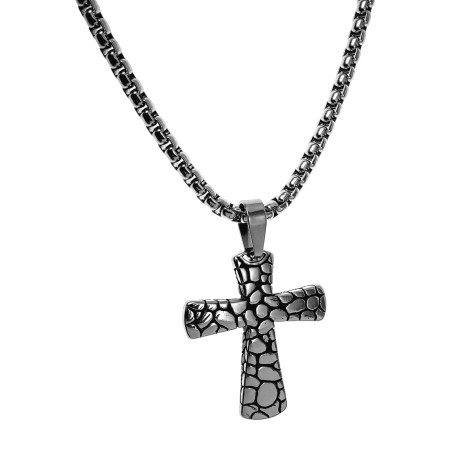 60cm x 5mm Jasseron-Ketting + Grote Kruis Hanger Unisex - RVS