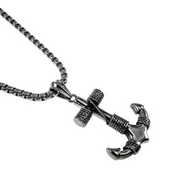 60cm x 5mm RVS Jasseron-Ketting + Grote Ankerhanger  Heren