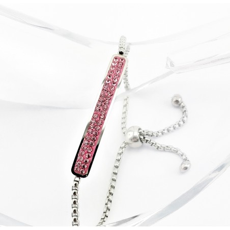 Roestvrijstalen Armband met Roze Zirkonia Plaat