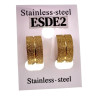 ∅13mm x 7mm  Verguld RVS Brede Oorringen - Zand-Ontwerp - Unisex