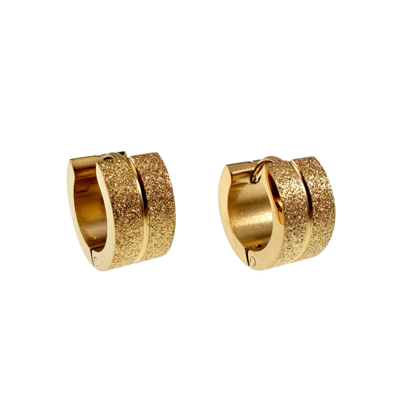 ∅13mm x 7mm Verguld RVS Brede Oorringen - Zand-Ontwerp - Unisex ∅13mm x 7mm Verguld RVS Brede Oorringen - Zand-Ontwerp - Unisex