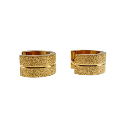 ∅13mm x 7mm  Verguld RVS Brede Oorringen - Zand-Ontwerp - Unisex