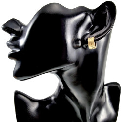 ∅13mm x 7mm  Verguld RVS Brede Oorringen - Zand-Ontwerp - Unisex
