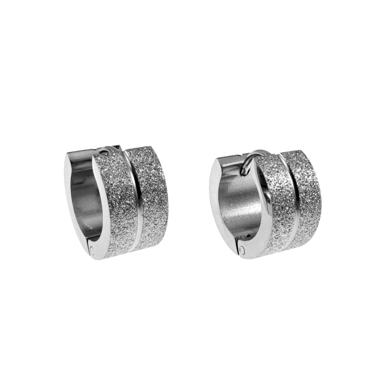 ∅13mm x 7mm RVS Brede Oorringen - Zand-Ontwerp - Unisex ∅13mm x 7mm RVS Brede Oorringen - Zand-Ontwerp - Unisex