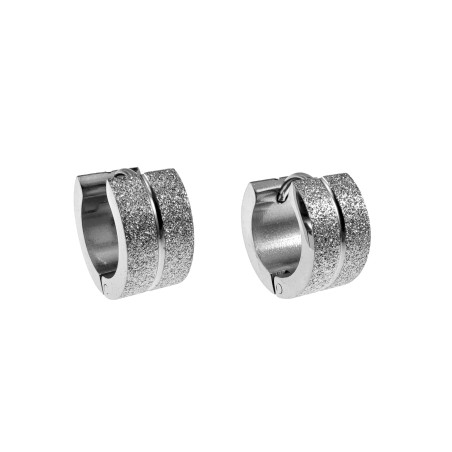 ∅13mm x 7mm  RVS Brede Oorringen - Zand-Ontwerp - Unisex