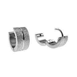 ∅13mm x 7mm  RVS Brede Oorringen - Zand-Ontwerp - Unisex
