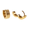 ∅13mm x 5mm Verguld RVS - Brede Oorringen met Drie Strepen - Unisex