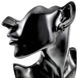 Unisex Zwart PVD- Coating RVS ∅13mm Oorringen met Een Zirkonia Steen