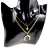 41cm tot 46cm Gelaagde Ketting Dames - Verguld RVS - Dubbele Ketting met Halve Maan en Turks Oog - Verstelbaar