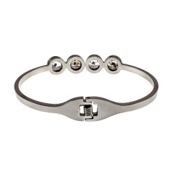 17 tot 19cm Bangle Dames - RVS Stijve Armband met Vier Zirkoniastenen