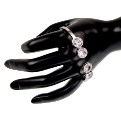 17 tot 19cm Bangle Dames - RVS Stijve Armband met Vier Zirkoniastenen