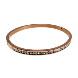 Roséverguld RVS Bangle Dames - Armband met Een Streep Zirkoniastenen
