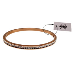 Roséverguld RVS Bangle Dames - Armband met Een Streep Zirkoniastenen