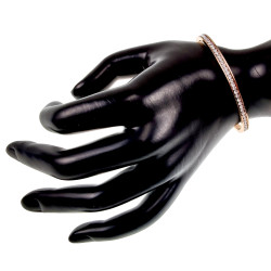 Roséverguld RVS Bangle Dames - Armband met Een Streep Zirkoniastenen