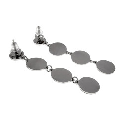 Oorbellen Dames - RVS - 61mm Lange Driekleurige Geometrische Oorbellen