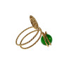 Ring Dames - Goudkleurig - Handgemaakte Aspiral en Groene Kattenoogring - Verstelbaar Ring - One Size Ring