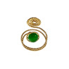Ring Dames - Goudkleurig - Handgemaakte Aspiral en Groene Kattenoogring - Verstelbaar Ring - One Size Ring