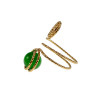 Ring Dames - Goudkleurig - Handgemaakte Aspiral en Groene Kattenoogring - Verstelbaar Ring - One Size Ring