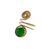 Ring Dames - Goudkleurig - Handgemaakte Aspiral en Groene Kattenoogring - Verstelbaar Ring - One Size Ring
