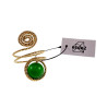 Ring Dames - Goudkleurig - Handgemaakte Aspiral en Groene Kattenoogring - Verstelbaar Ring - One Size Ring