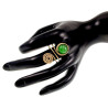 Ring Dames - Goudkleurig - Handgemaakte Aspiral en Groene Kattenoogring - Verstelbaar Ring - One Size Ring
