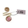 Ring Dames - Goudkleurig - Handgemaakte Aspiral en Roze Kattenoogring - Verstelbaar Ring - One Size Ring