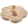 Ring Dames - Goudkleurig - Handgemaakte Aspiral en Roze Kattenoogring - Verstelbaar Ring - One Size Ring