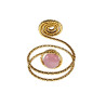 Ring Dames - Goudkleurig - Handgemaakte Aspiral en Roze Kattenoogring - Verstelbaar Ring - One Size Ring