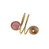 Ring Dames - Goudkleurig - Handgemaakte Aspiral en Roze Kattenoogring - Verstelbaar Ring - One Size Ring