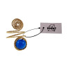 Ring Dames - Goudkleurig - Handgemaakte Aspiral en Blauwe Kattenoogring - Verstelbaar Ring - One Size Ring