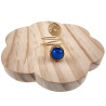 Ring Dames - Goudkleurig - Handgemaakte Aspiral en Blauwe Kattenoogring - Verstelbaar Ring - One Size Ring