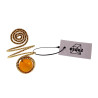 Ring Dames - Goudkleurig - Handgemaakte Aspiral en Amberkleur Kattenoogring - Verstelbaar Ring - One Size Ring