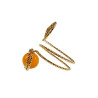 Ring Dames - Goudkleurig - Handgemaakte Aspiral en Amberkleur Kattenoogring - Verstelbaar Ring - One Size Ring