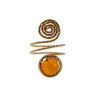Ring Dames - Goudkleurig - Handgemaakte Aspiral en Amberkleur Kattenoogring - Verstelbaar Ring - One Size Ring