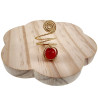 Ring Dames - Goudkleurig - Handgemaakte Aspiral en Rode Kattenoogring - Verstelbaar Ring - One Size Ring