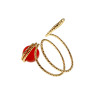 Ring Dames - Goudkleurig - Handgemaakte Aspiral en Rode Kattenoogring - Verstelbaar Ring - One Size Ring