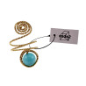 Ring Dames - Goudkleurig - Handgemaakte Aspiral en Turquoise  Kattenoogring - Verstelbaar Ring - One Size Ring