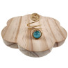 Ring Dames - Goudkleurig - Handgemaakte Aspiral en Turquoise  Kattenoogring - Verstelbaar Ring - One Size Ring