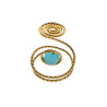 Ring Dames - Goudkleurig - Handgemaakte Aspiral en Turquoise  Kattenoogring - Verstelbaar Ring - One Size Ring
