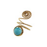 Ring Dames - Goudkleurig - Handgemaakte Aspiral en Turquoise  Kattenoogring - Verstelbaar Ring - One Size Ring