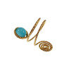Ring Dames - Goudkleurig - Handgemaakte Aspiral en Turquoise  Kattenoogring - Verstelbaar Ring - One Size Ring