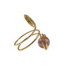 Ring Dames - Goudkleurig - Handgemaakte Aspiral en Paarse Kattenoogring - Verstelbaar Ring - One Size Ring