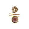 Ring Dames - Goudkleurig - Handgemaakte Aspiral en Paarse Kattenoogring - Verstelbaar Ring - One Size Ring