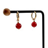 ∅16mm x 2mm Oorringen Dames - Verguld RVS - Oorbellen met Rode Carneool Agaat Hanger