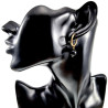 ∅16mm x 2mm Oorringen Dames - Verguld RVS - Oorbellen met Obsidiaansteen Hanger