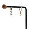 ∅14mm x 2mm Oorringen Dames - Verguld RVS - Oorbellen met Wite Schelpparel Hanger