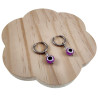 ∅16mm x 2mm Oorringen Dames RVS Oorbellen met Paarse Turks Oog Hanger