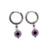 ∅16mm x 2mm Oorringen Dames RVS Oorbellen met Paarse Turks Oog Hanger