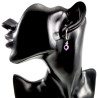 ∅16mm x 2mm Oorringen Dames RVS Oorbellen met Paarse Turks Oog Hanger